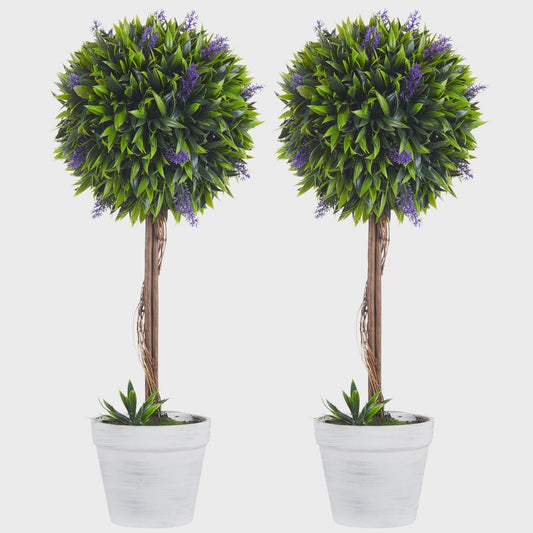 Set van 2 Kunstplanten met Lavendel - 60 cm Hoog - Inclusief Pot