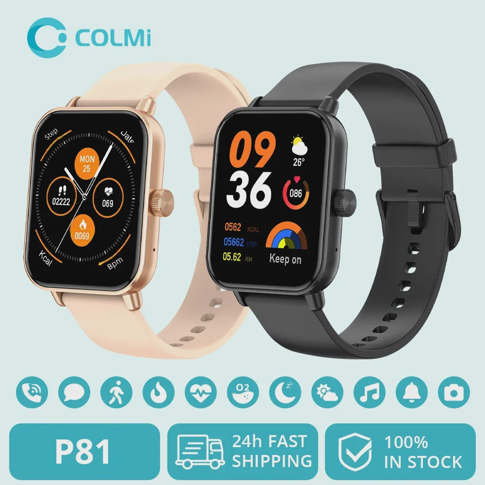 COLMI P81 Smartwatch met Bellen, 1.9" HD Scherm, 24H Gezondheidsmonitoring & 100+ Sportmodi