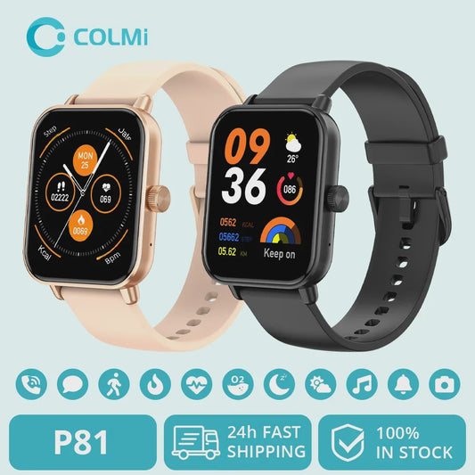 COLMI P81 Smartwatch met Bellen, 1.9" HD Scherm, 24H Gezondheidsmonitoring & 100+ Sportmodi