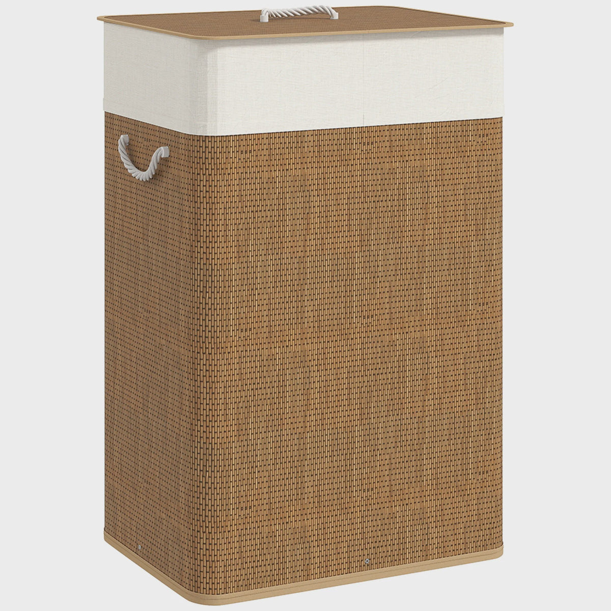 Homcom Bamboe Wasbare Wasmand met Deksel en Uitneembare Binnenzak - 72L