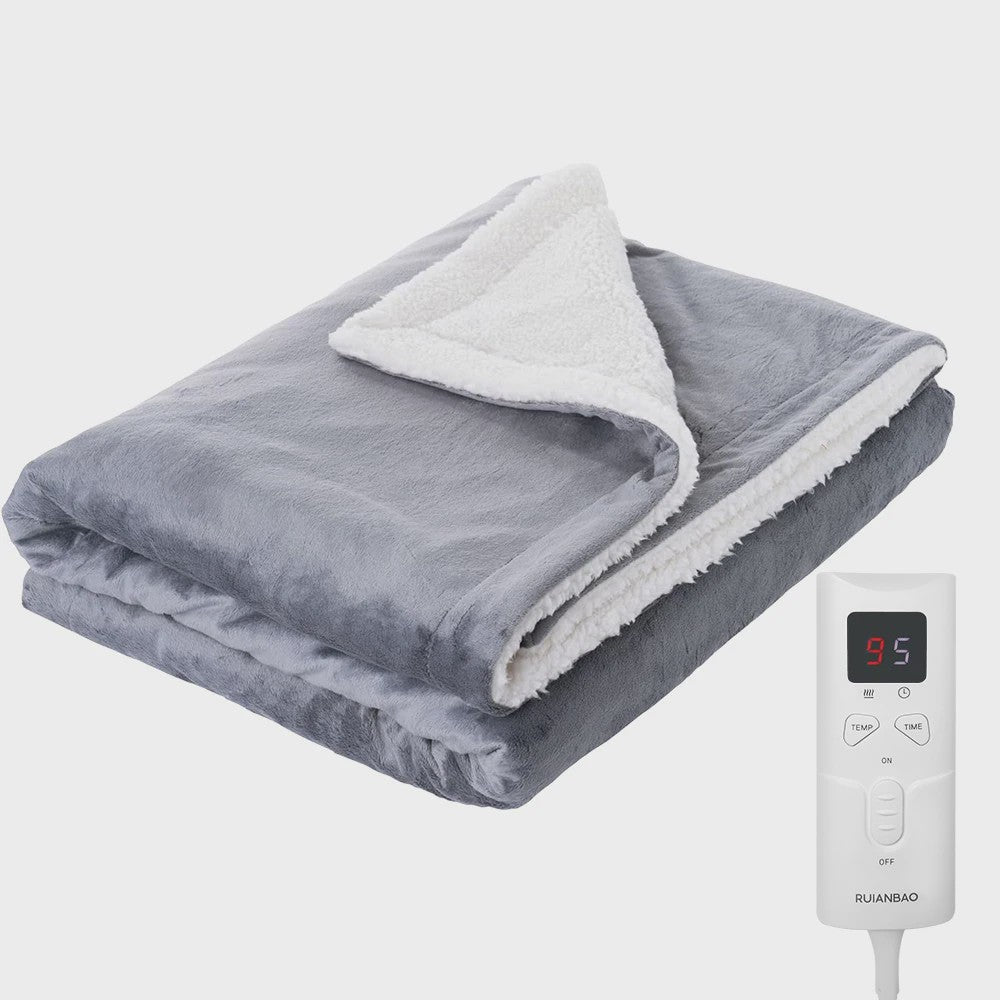 Luxe Elektrische Deken Plaid - 9 Warmtestanden & Timer - Wasbaar - Flanel & Sherpa