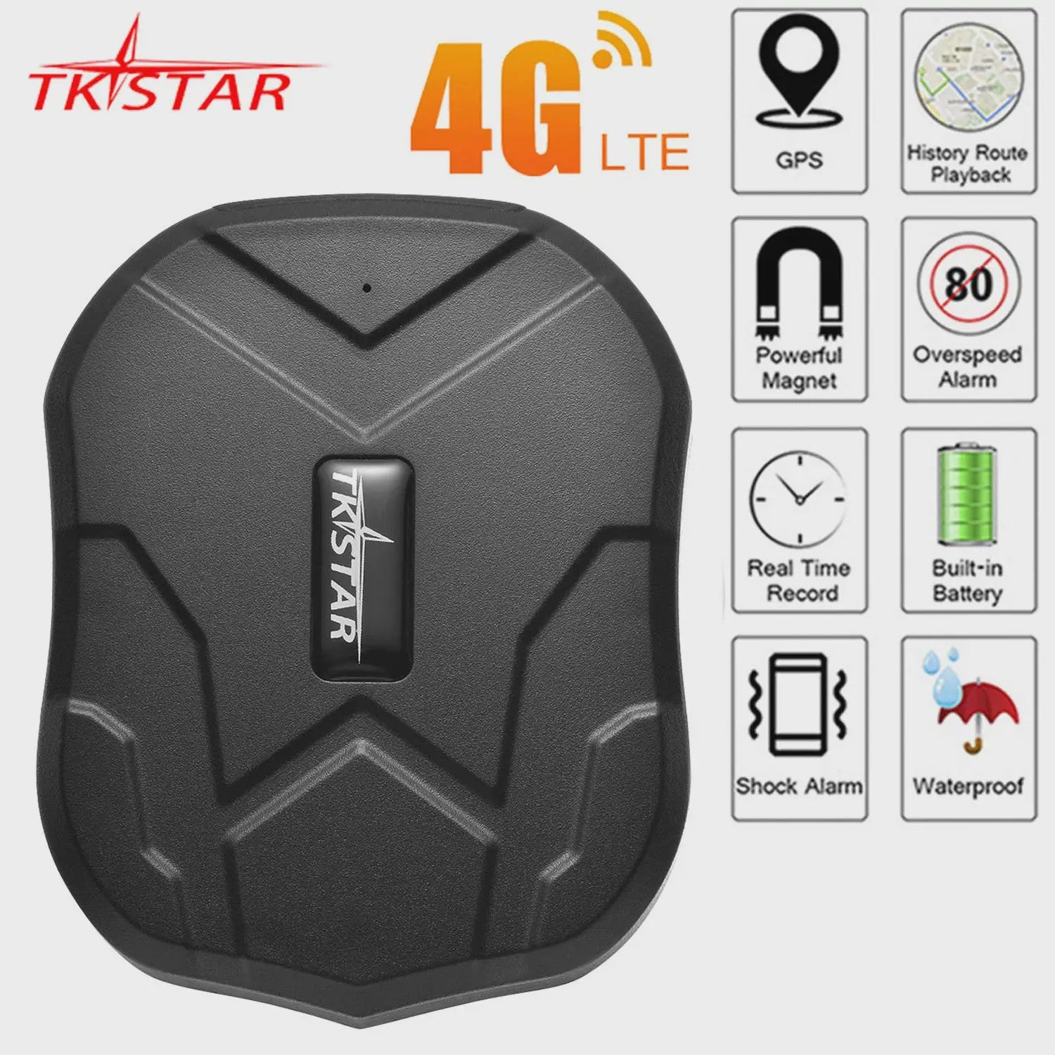 TKSTAR TK905 GPS Tracker Auto - 5000mAh Batterij, 4G/2G, Magnetisch, Real-time Locatie