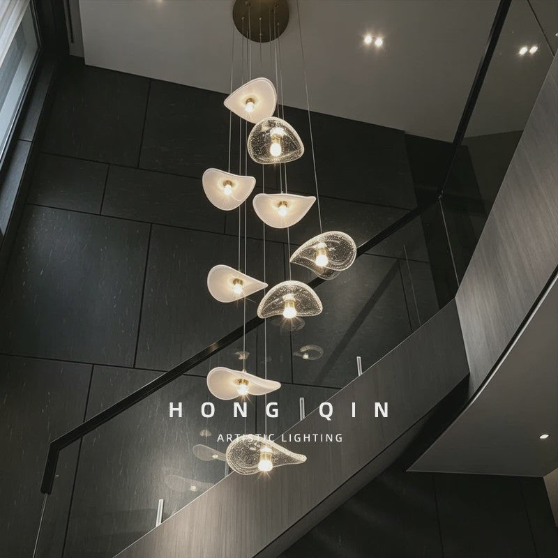 Luxe Glazen Trappenhuis Hanglamp - Moderne Lange Plafondlamp met Meerdere Pendels