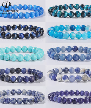 Natuurstenen Armband Dames - Elastisch, Blauw, Yoga & Healing Sieraden