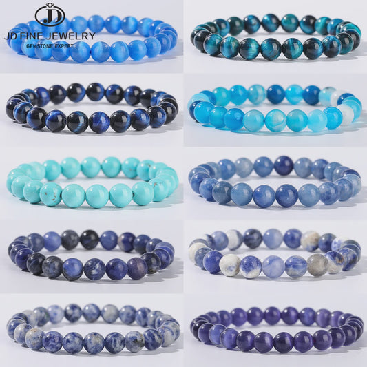 Natuurstenen Armband Dames - Elastisch, Blauw, Yoga & Healing Sieraden