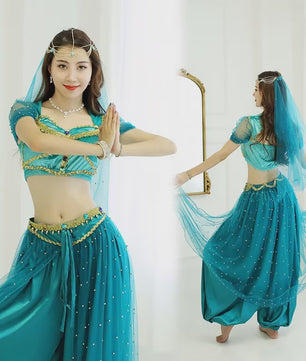 Prinses Jasmine Kostuum Set - Dans, Cosplay & Bollywood Outfit voor Dames & Meisjes
