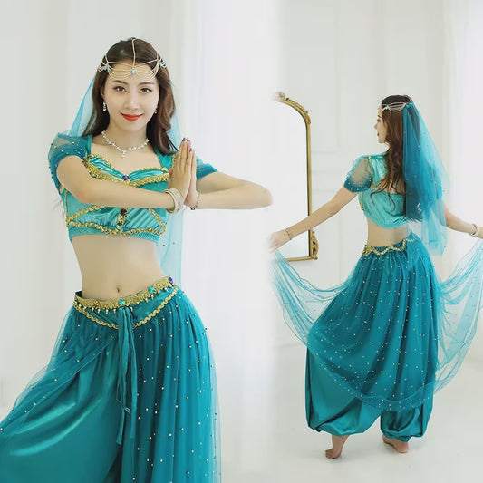 Prinses Jasmine Kostuum Set - Dans, Cosplay & Bollywood Outfit voor Dames & Meisjes
