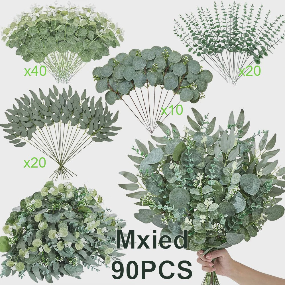 Kunstmatige Eucalyptus Takken & Bladeren Mix (50/90 Stuks) - Bloemstukken & Decoratie