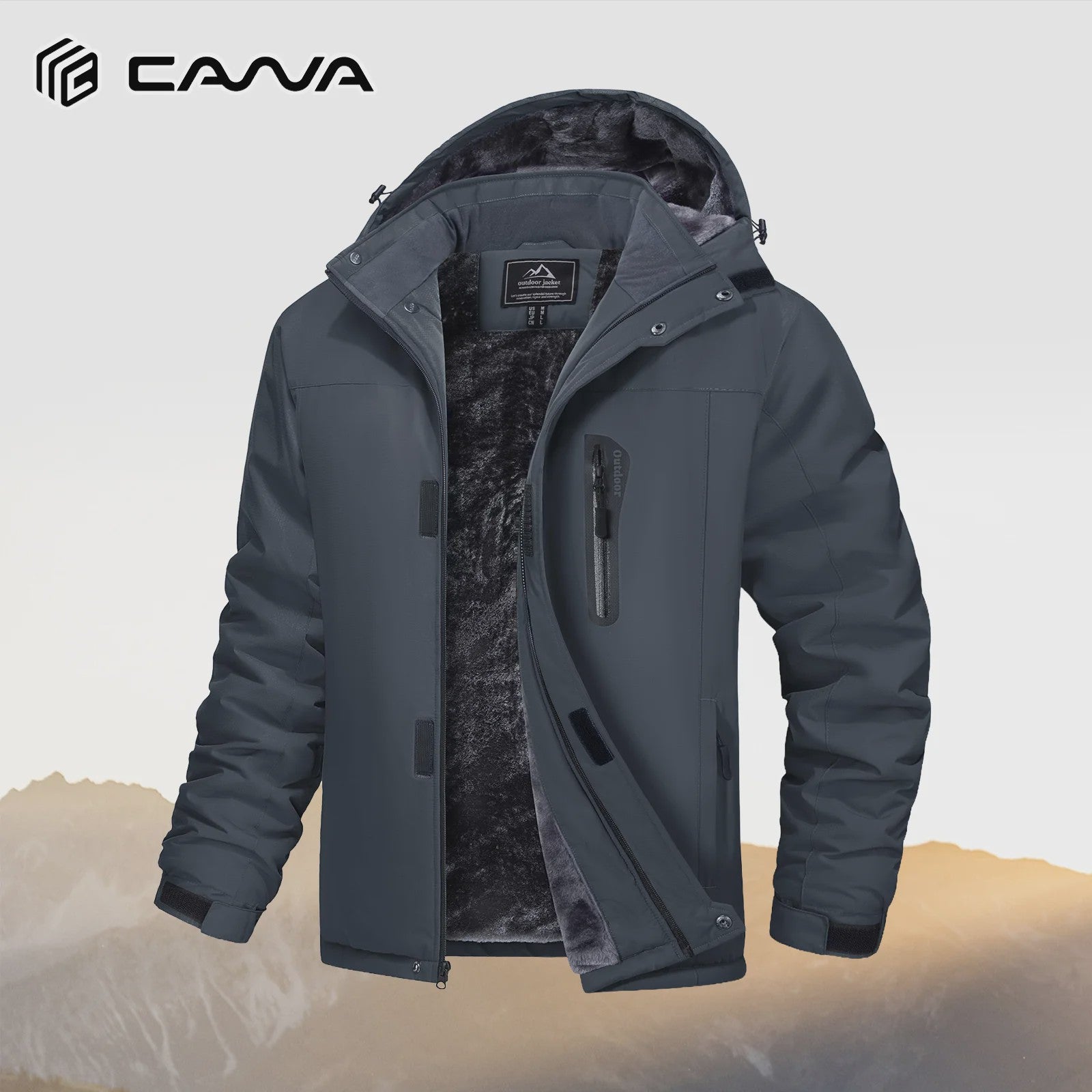 Heren Winterjas Waterdicht Fleece Warm Winddicht Met Capuchon voor Skiën, Snowboarden, Wandelen & Outdoor