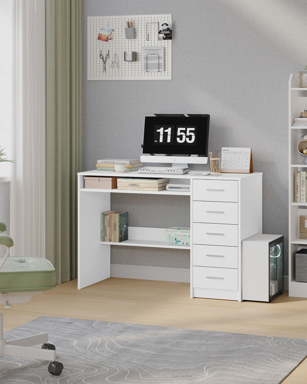 Modern Computerbureau met 5 Lades - Stijlvol en Functioneel Bureau voor Kantoor & Studie