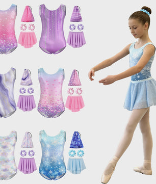 Meisjes Gymnastiek & Ballet Leotard Jurk met Afneembare Rok en Opbergtas | Leeftijd 5-11 Jaar
