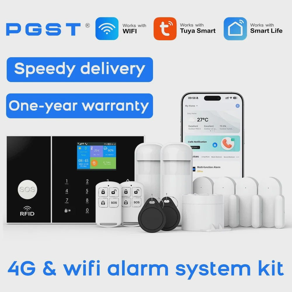 Tuya Smart Home Beveiligingssysteem met 4G WiFi, APP Meldingen en Bewegingsdetector