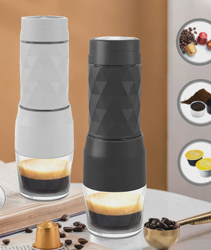 HOMEFISH 3-in-1 Draagbare Koffiemachine: Espresso, Capsules & Gemalen Koffie voor Onderweg