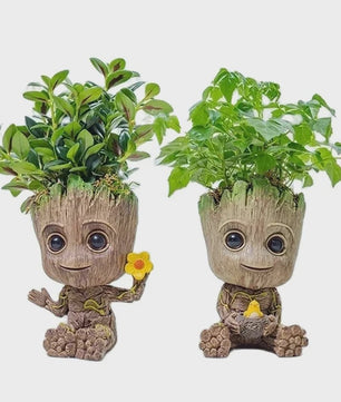Groot Plantenpot & Decoratief Figuur - Leuke Woondecoratie