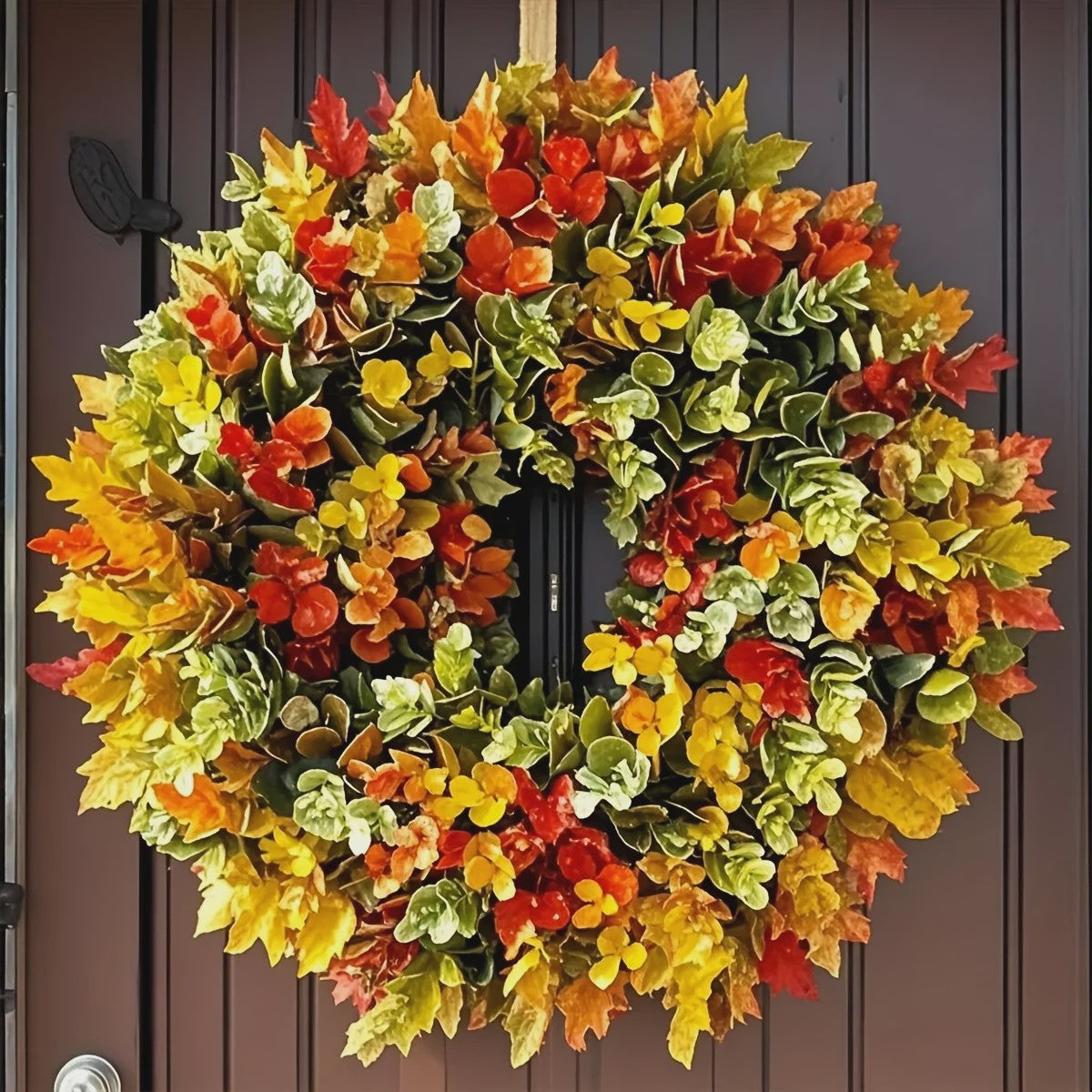 Elegante Kunstbloemen Krans - Realistische Herfstbladeren voor Binnen, Deurdecoratie & Kerst