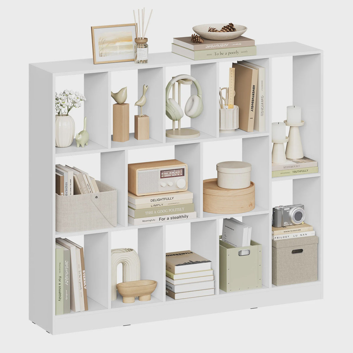 WOLTU Boekenkast met 13 Vakken - Hout - 109x24x101 cm - Zwart
