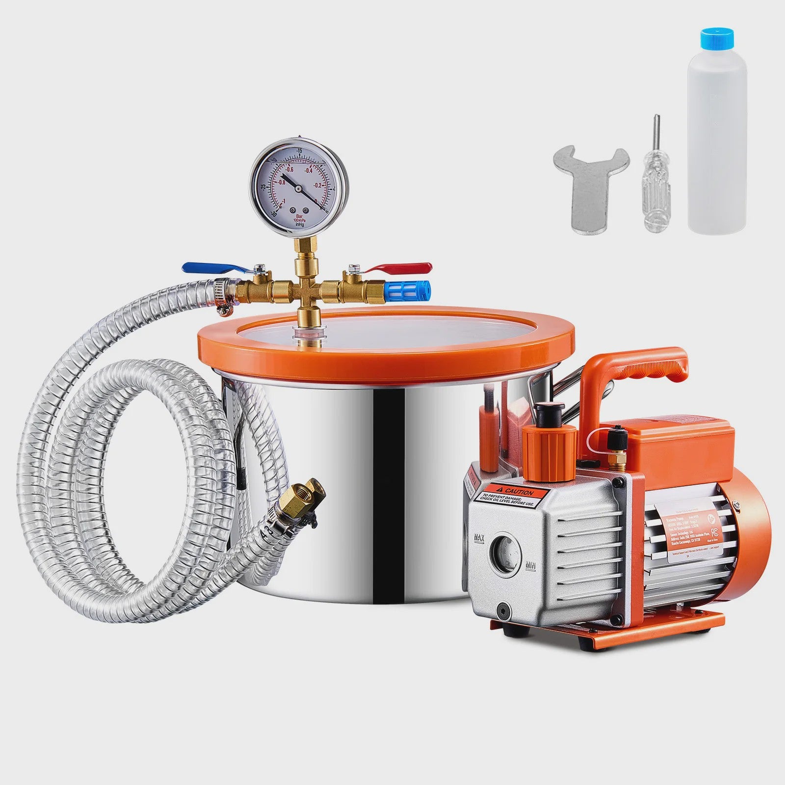 Vacuümkamer Kit met 3.5CFM Pomp & 4.92ft Slang - 1.5/3/5 Gallon