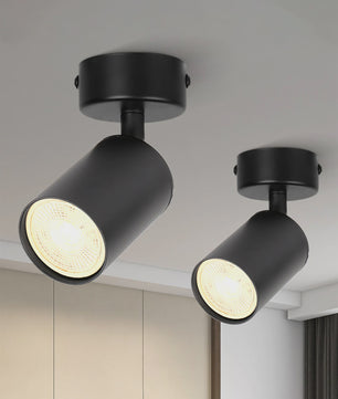 Moderne Zwarte Plafondspot GU10 - Verstelbaar en Vervangbare Lamp