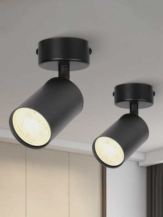 Moderne Zwarte Plafondspot GU10 - Verstelbaar en Vervangbare Lamp