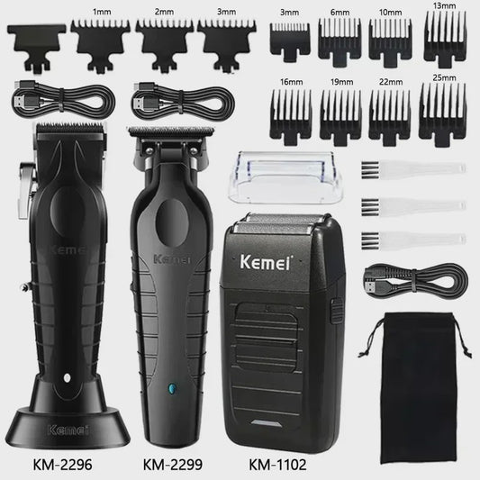 Kemei Professionele Draadloze Baardtrimmer & Tondeuse KM-2296/KM-2299/KM-1102