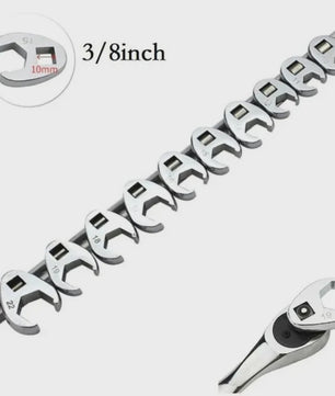10-delige Metric Crowfoot Sleutelset 3/8" Aandrijving (10-22mm) - Chroom Vanadium Staal