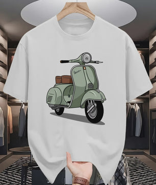 Herentrui Casual Sportief T-shirt met Zachte Gebreide Stof en Opvallende Scooterprint