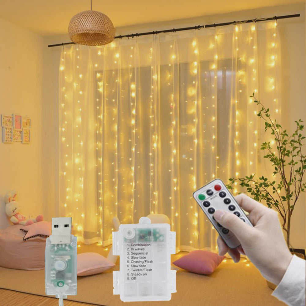 LED Gordijn Slinger Verlichting 3Mx1M/2M/3M - USB Fairy Lights met Afstandsbediening