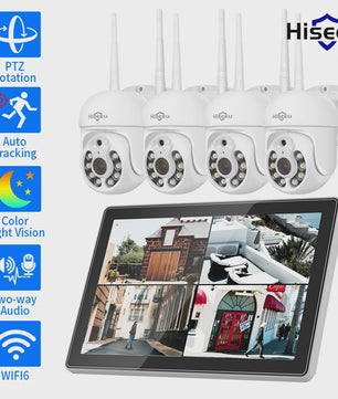 Hiseeu Draadloze Beveiligingscamera Kit met 10.1" Monitor - 3/5MP Outdoor IP Camera Systeem