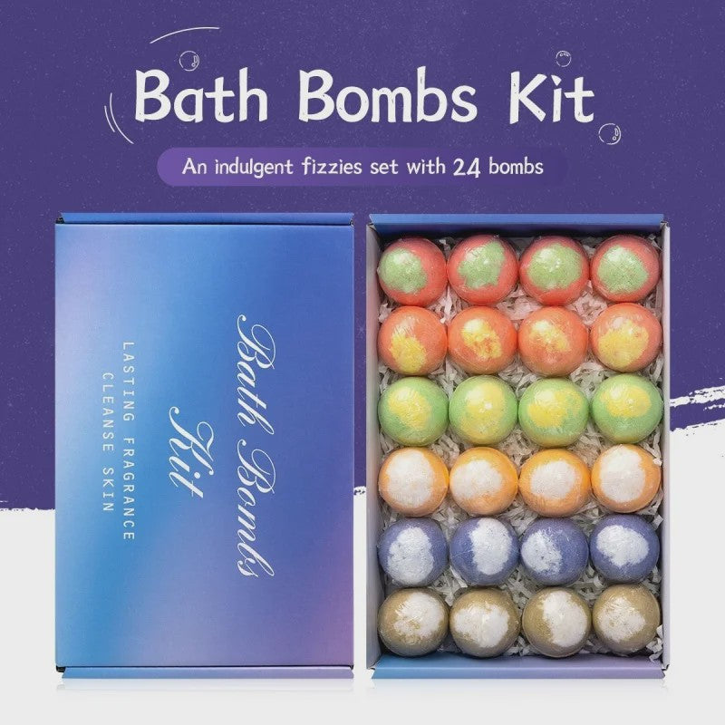 24x Luxe Biologische Bruisballen Set - Natuurlijk, Handgemaakt & Essentiële Oliën voor Ontspanning en Hydratatie