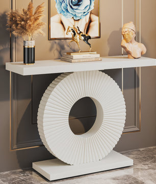 Moderne Console Tafel met Geometrische Basis - 40 inch Houten Entree & Sofa Tafel