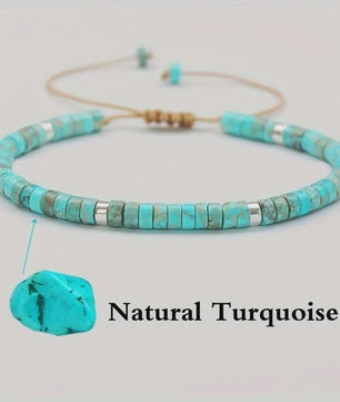 Verstelbare Natuurlijke Turkoois Kralen Armband - Uniek Cadeau & Vakantie Accessoire