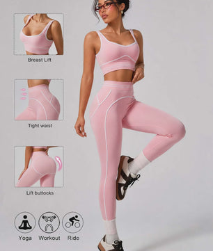 Dames Yoga Set: Seamless Crop Top & Hoge Taille Legging - 2-delig Sportpak