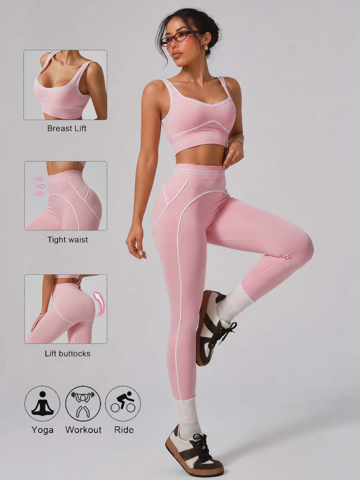 Dames Yoga Set: Seamless Crop Top & Hoge Taille Legging - 2-delig Sportpak