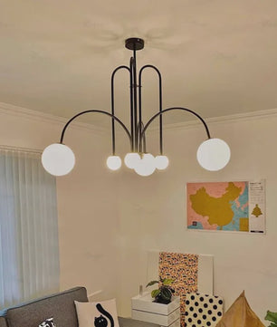 Nordic Minimalistische Plafondlamp Chandelier - Goud, Zwart, Rood - Sfeervolle Verlichting voor Woonkamer, Restaurant, Café