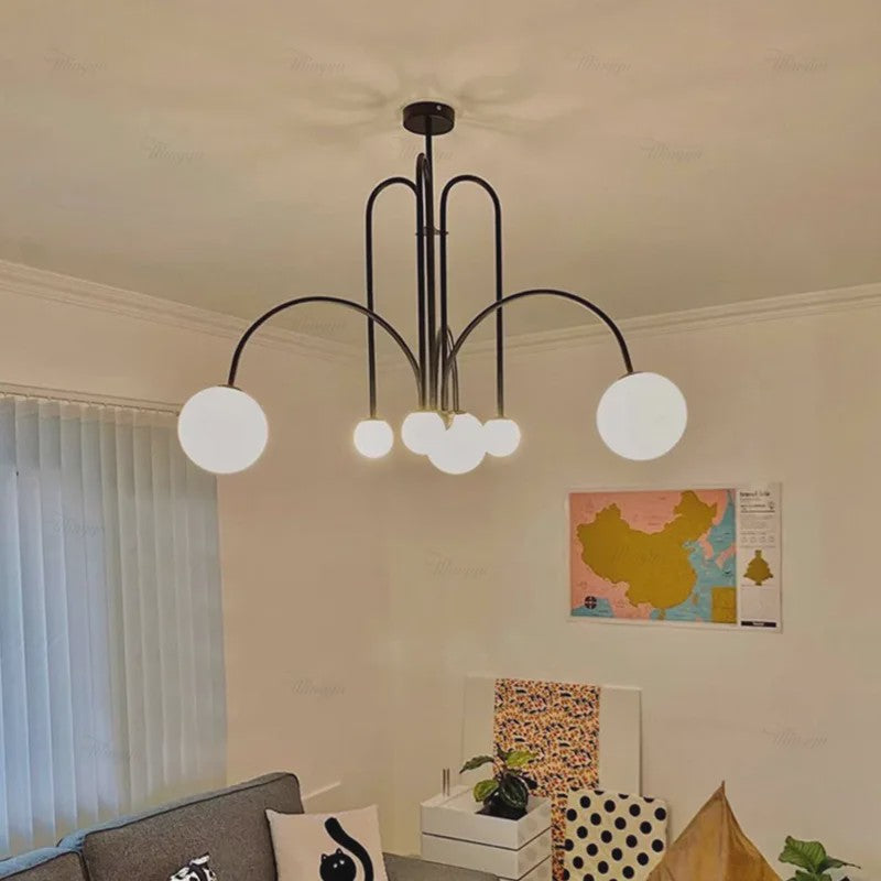 Nordic Minimalistische Plafondlamp Chandelier - Goud, Zwart, Rood - Sfeervolle Verlichting voor Woonkamer, Restaurant, Café