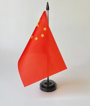 Chinese Bureauvlag 14x21cm - Officiële Nationale Vlag met Standaard
