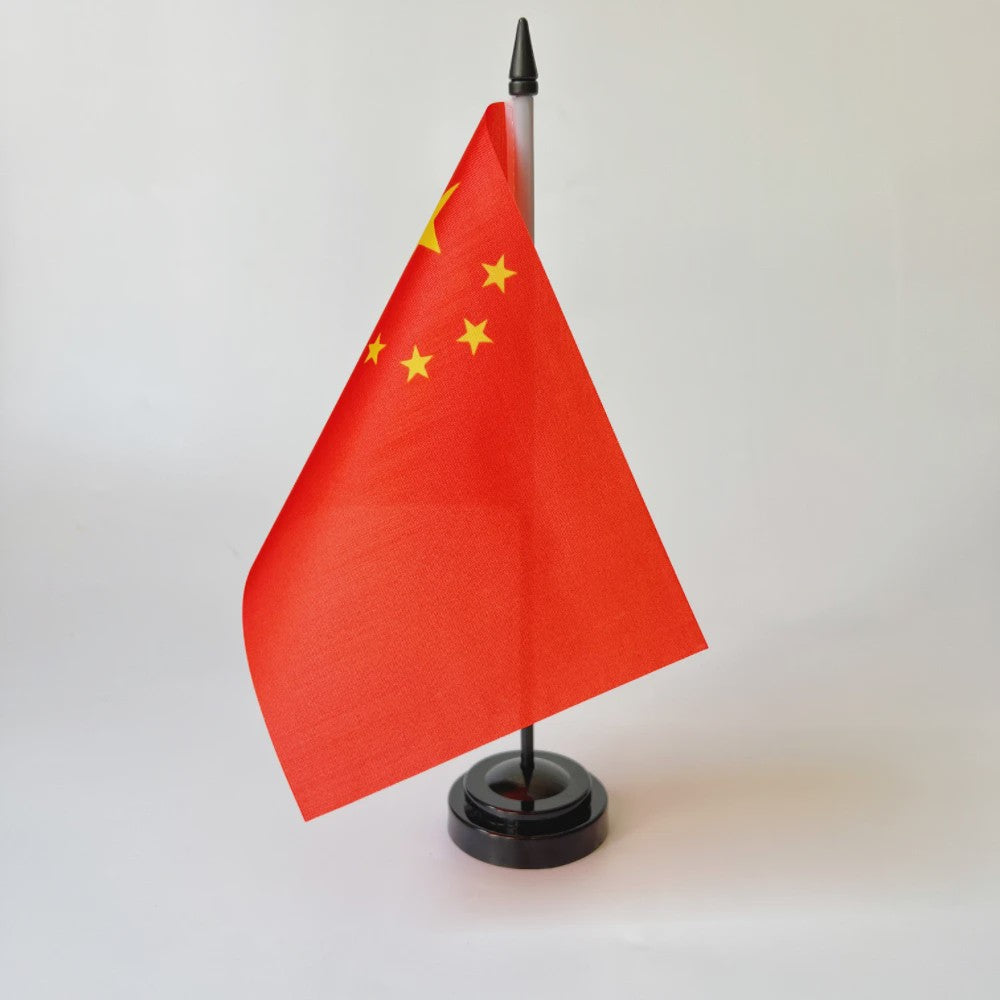 Chinese Bureauvlag 14x21cm - Officiële Nationale Vlag met Standaard