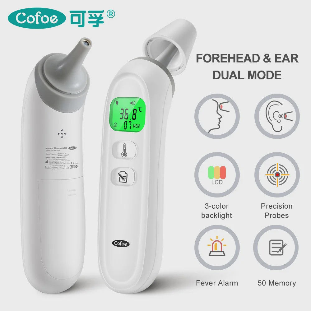 Cofoe Digitale Infrarood Thermometer: Contactloos Meten voor Lichaam, Oor & Objecten
