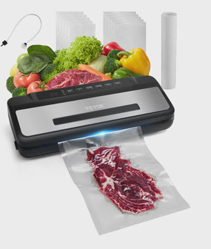 Krachtige Vacuümsealer 120W met 80Kpa zuigkracht - 7-in-1 voor alle voedselsoorten, inclusief 10 zakken