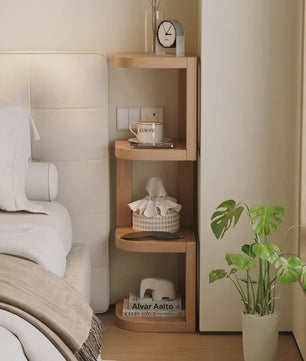 Houten Hoek Nachtkastje met 3 Niveaus - Minimalistisch & Ruimtebesparend