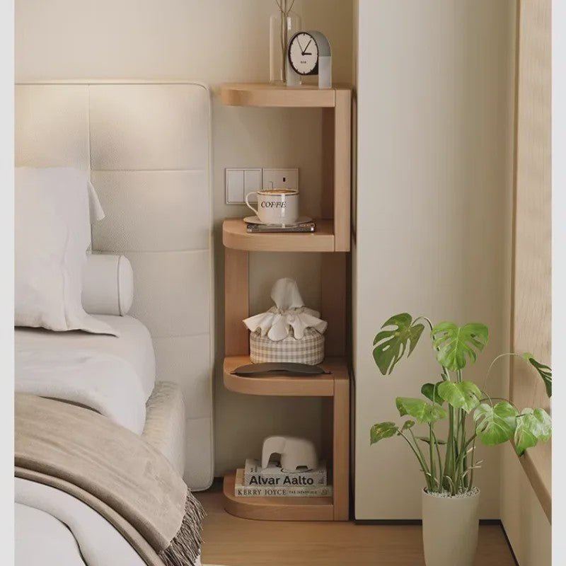 Houten Hoek Nachtkastje met 3 Niveaus - Minimalistisch & Ruimtebesparend