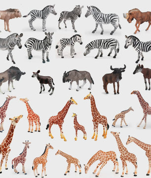 Realistische Wilde Dieren Figuren Set: Okapi, Giraf, Gnu & Zebra - Educatief Speelgoed voor Kinderen