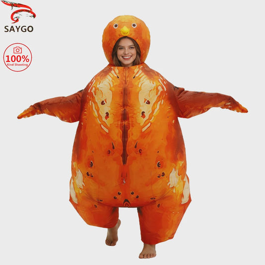 Opblaasbaar Kalkoen Kostuum Volwassenen - Grappig Mascot voor Feestjes & Carnavals