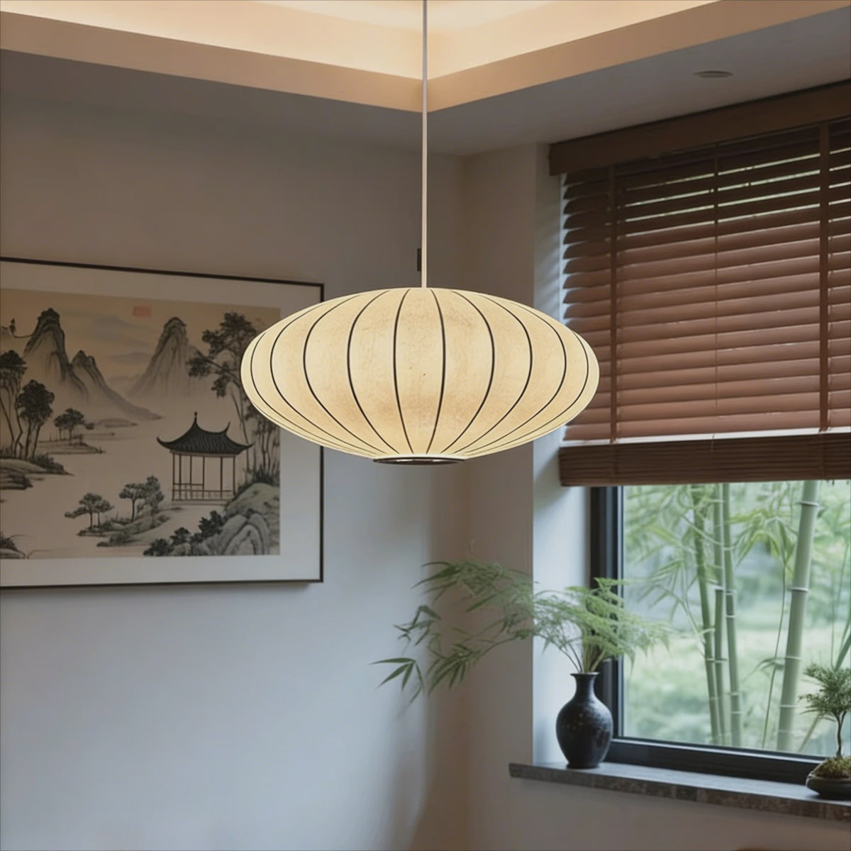 Wabi Sabi Zijden Hanglamp - Sfeervolle Plafondlamp voor Woon- en Eetkamer