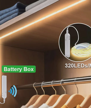 COB LED Strip met PIR Bewegingssensor - Flexibel, Zelfklevend, Batterijgevoed (5V)