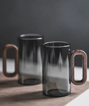 Glazen Mok met Houten Handvat - Hittebestendig & Grote Capaciteit