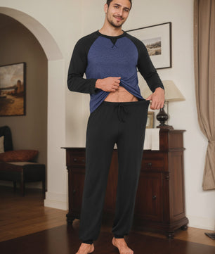 Herenset Katoenen Pyjama Lange Mouw - Comfortabel & Ademend Loungewear