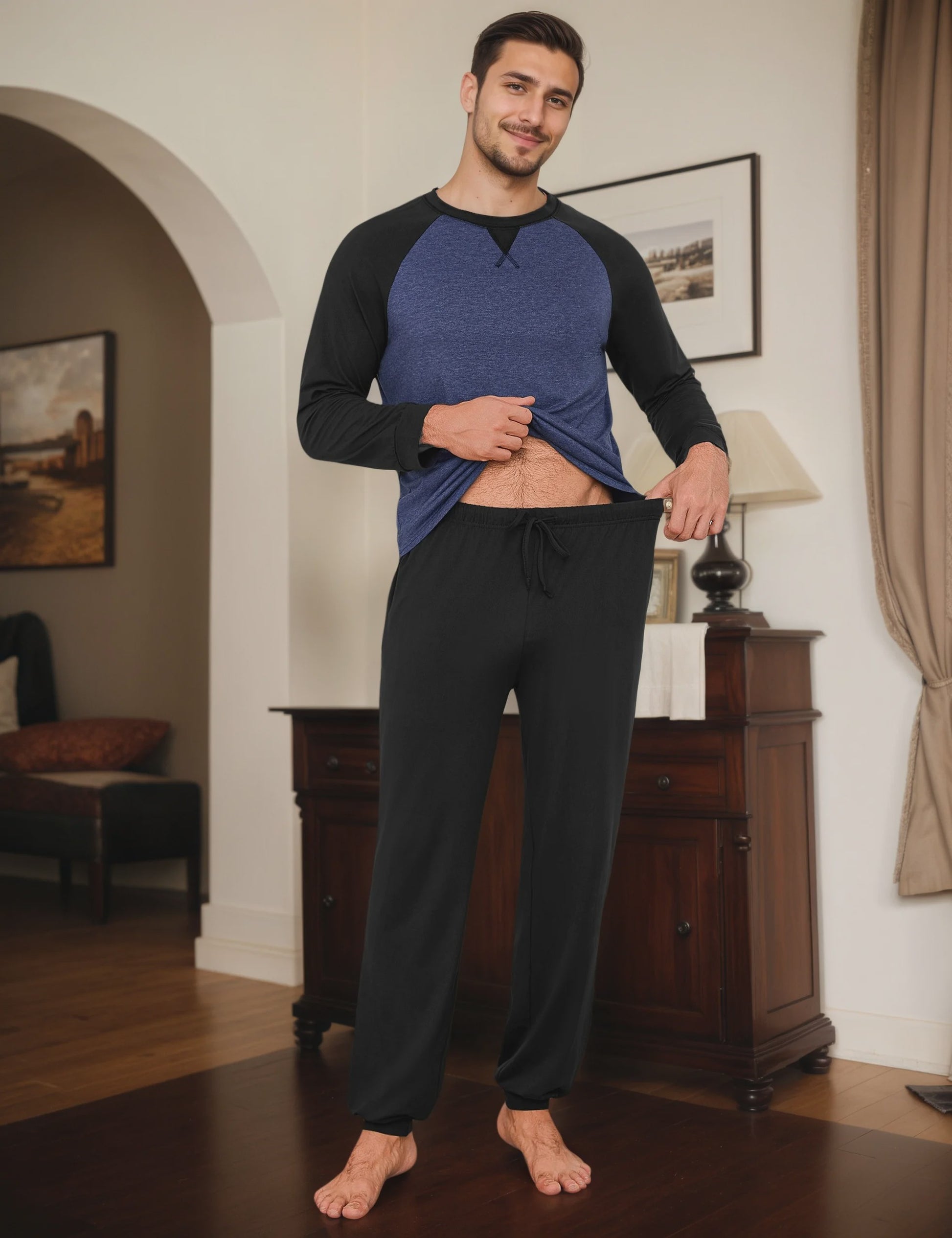 Herenset Katoenen Pyjama Lange Mouw - Comfortabel & Ademend Loungewear
