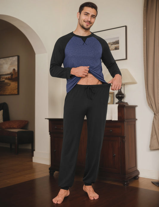 Herenset Katoenen Pyjama Lange Mouw - Comfortabel & Ademend Loungewear