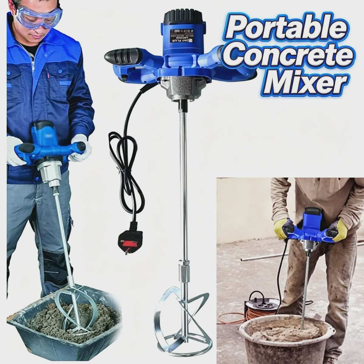 Krachtige Elektrische Betonmixer - 2600W, 6 Snelheden, M14 Spiraalstaaf voor Cement, Mortel, Verf & Gips